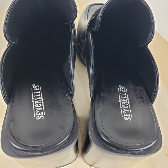 Seychelles Kami Black mules Size 10M Block Chunky Heel 90s Y2K Preppy Academia - Picture 10 of 12